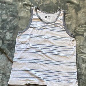 Quiksilver Men's Tank Top - White with Blue Stripes